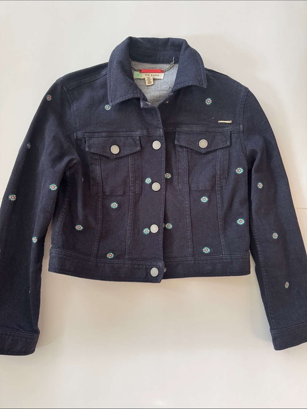 Ted Baker Navy Denim Jacket with Floral Embroidery